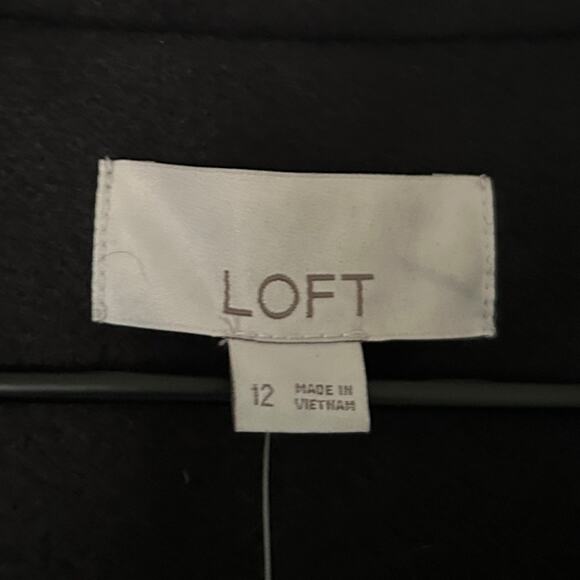 LOFT Brushed Herringbone Long Modern Blazer Jacket Black 12 Large - Picture 5 of 6